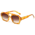 Lunettes de soleil rétro oversize à double pont avec monture écaille irrégulière - Standard / Monture écaille verres gris clair doubles