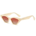 Gafas de sol retro cat eye con montura crema jaspeada y cristales degradados - Estilo Blanco Crema Texturizado con Lentes Naranjas (C4)