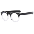 Oversized round eyeglasses frame with black and transparent two-tone split design - Gradient Black Frame Transparent Lens