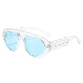 Lunettes aviateur transparentes avec verres bleu clair et branches chaîne en métal doré - Standard / Monture Transparente Verres Bleus