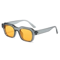 Retro square sunglasses with transparent grey frames and bright orange lenses - Transparent Gray Frame Yellow Lens