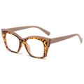 Cat-eye TR90 blue light blocking glasses frame in tortoise and nude two-tone finish - Khaki Leopard Frame Khaki Legs
