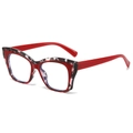 Two-tone TR90 cat-eye blue light blocking glasses in red and leopard pattern print - Red Leopard Frame Red Legs