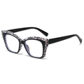 Cat-eye TR90 blue light blocking glasses in black with marble pattern accents - Printed Black Frame