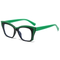 Cat-eye TR90 blue light blocking glasses featuring a bold black and green two-tone frame - Black Green Frame