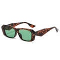 Vintage oversized square sunglasses with tortoise shell frame and green lenses - Leopard Frame Dark Green Lens