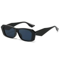 Black polygon sunglasses with wide geometric frames and blue tinted lenses - Black Frame Grey Lens