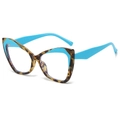 Lunettes anti-lumière bleue œil de chat TR90 avec monture écaille et branches bleues - Standard (incl. facture 13 %) monture léopard bleue avec branches bleues / Verres transparents