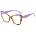 Monture de lunettes œil de chat TR90 en violet vif et motif écaille contrasté - Standard (incl. facture 13 %) monture léopard violette avec branches violettes / Verres transparents
