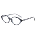 Chic cat eye sunglasses with translucent grey frames and clear lenses in a 45-degree view - Trans Gray Frame Clear Lens