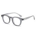Retro oval sunglasses in transparent grey frame with stylish silver metal temple accents - Regular / Standard Transparent Grey Frame Clear Lens Glasses