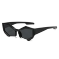Lunettes de soleil géométriques noires à demi-monture avec protection UV femme - Monture noir sable verres gris