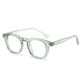 Fashionable oval light green transparent sunglasses with vintage silver stripe metal trim - Regular / Regular (Inc. 13% VAT) Green Frame White Lenses