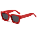 Lunettes de soleil rétro à monture rouge épaisse et verres foncés au design carré - Monture Rouge Verres Gris