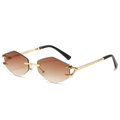 Lunettes de soleil géométriques sans monture, verres dégradés marron et cadre doré - Standard / Standard (incl. TVA 13 %) monture dorée avec verres dégradés marron