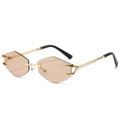 Frameless geometric diamond sunglasses with gold metal frame and tan gradient lenses - Regular / Gold Frame Champagne Lens