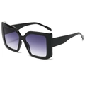 Classic black square oversized sunglasses with purple gradient lenses for men and women - Black Frame Double Gray Lens