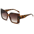 Oversized rectangular tortoiseshell sunglasses with brown gradient lenses for men and women - Leopard Frame Gradient Brown Lens