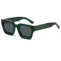 Lunettes de soleil carrées rétro à monture épaisse vert foncé et branches larges - Monture verte translucide Verres gris