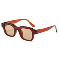Retro square frame sunglasses in translucent amber red finish with tinted lenses - Tea Red Frame Light Tea Lens