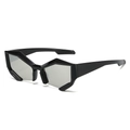 Lunettes de soleil géométriques sans monture, cadre noir et verres gris clair - Monture Noire Verres Miroir Argentés