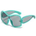 Lunettes de soleil Y2K enveloppantes vertes avec monture turquoise et verres gris - Monture Verte Verres Gris Clair