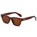 Square punk sunglasses in translucent brown frame with silver sword and cross ornaments - Tea Frame Tea Lens