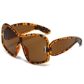 Lunettes de soleil Y2K surdimensionnées avec monture écaille et verres marron - Monture Léopard / Verres Thé