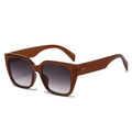 Fashionable oversized square sunglasses with brown gradient lenses and silver dot accents - Amber Red Frame Grey Gradient Lens