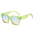 Fashionable oversized square sunglasses with neon green frame and gradient lenses - Transparent Green Frame Blue Pink Gradient Lens
