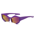 Fashionable geometric semi-rimless sunglasses with purple frames and orange lenses - Purple Frame Purple Mirror Lens