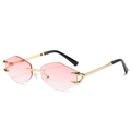 Lunettes de soleil géométriques sans monture, verres dégradés roses et cadre doré - Standard / Standard (incl. 13 % TVA) monture dorée verres dégradés roses