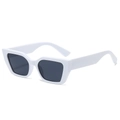 Fashionable white wide-frame cat-eye sunglasses with dark grey lenses for a modern look - Regular / Standard (Incl. 13% VAT Invoice) White Frame Full Gray Lenses