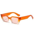 Retro transparent orange rectangle cat-eye sunglasses with y2k style lenses in 45-degree view - Regular / Orange-Tea Gradient Frame with Light Tea Lenses