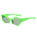Fashionable fluorescent green geometric rimless sunglasses with grey tinted lenses - Green Frame Light Grey Lens