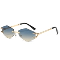 Lunettes de soleil sans monture en losange avec verres dégradés bleu-orange et métal - Standard / Régulier (incl. TVA 13 %) monture dorée verres vert jaune