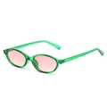 Retro oval sunglasses with transparent green frames and light pink gradient lenses - Green Frame Double Pink Lens