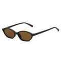 Retro black full-frame sunglasses with brown oval lenses in a minimalist American style - Black Frame Tea Lens