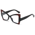 Lunettes de soleil papillon œil de chat, monture texture marbre noir et rouge - Standard / Monture noire standard verres transparents