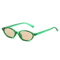 Retro small oval sunglasses with transparent green frames and light brown tinted lenses - Green Frame Light Tea Lens