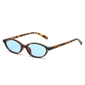 Retro oval sunglasses with tortoise shell frames and translucent blue lenses - Leopard Frame Blue Lens