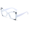Lunettes de soleil papillon oeil de chat blanches avec détails élégants en écaillé - Standard / Régulier (TVA de 13 % incluse) monture blanche verres clairs