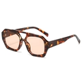 Lunettes de soleil rétro à double pont avec monture écaille et verres orange clair - Standard / Lunettes de soleil standard à monture léopard et verres champagne