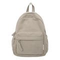 Zaino in velluto a coste beige di grande capacità con tiranti in corda intrecciata - Cachi