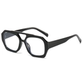 Lunettes de soleil géométriques noires avec double pont et verres clairs pour femmes - Standard / Monture noire standard verres transparents