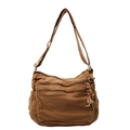 Brown canvas multi-pocket tote bag with adjustable strap for daily commute and casual use - Brown