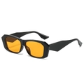 Lunettes de soleil rétro à monture épaisse noire et verres orange pour hommes et femmes - Monture Noire Verres Orange Jaune