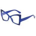 Lunettes de soleil papillon bleu roi avec motif marbré sur la monture chat - Standard / Régulier (TVA incluse) Monture bleue avec verres blancs