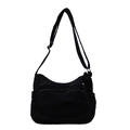 Versatile black multi-pocket canvas tote bag with adjustable strap for daily commute - Black