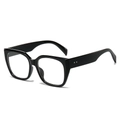 Chic black oversized square sunglasses with thick frames and double metal rivets - Black Frame Clear Lenses